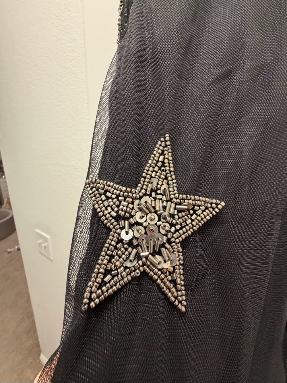 Nasty Gal Black Sheer Star Embellished Fringe Kimono - Picture 3 of 3